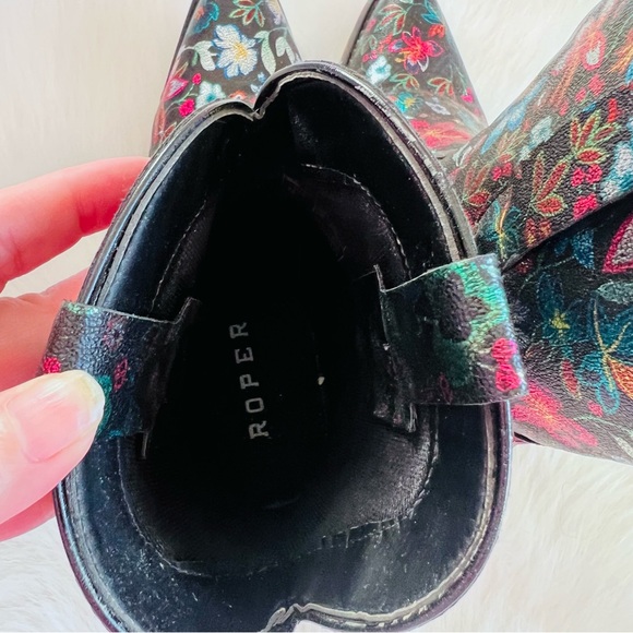 Roper Ingrid Multicolor Floral Ankle Boots in Black Size 8 - Picture 10 of 15